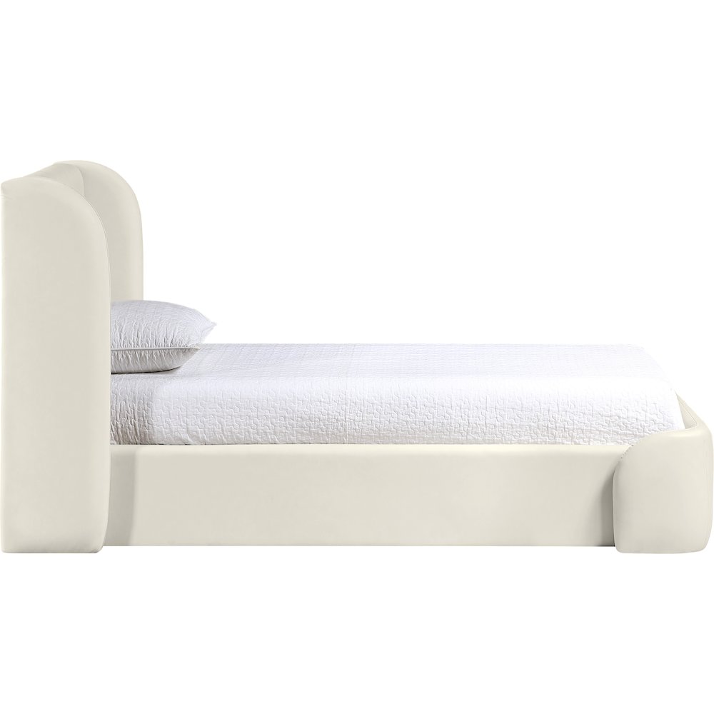Warby Cream Vegan Leather Upholstered Twin Bed. Picture 4