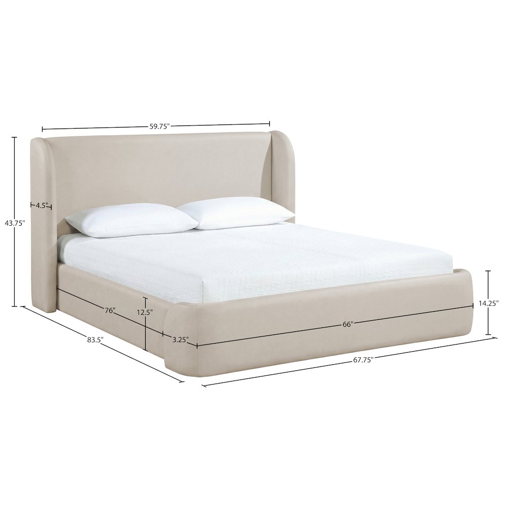 Warby Taupe Vegan Leather Upholstered Full Bed. Picture 9