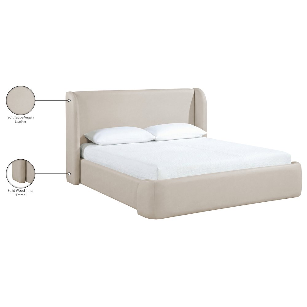Warby Taupe Vegan Leather Upholstered Full Bed. Picture 10