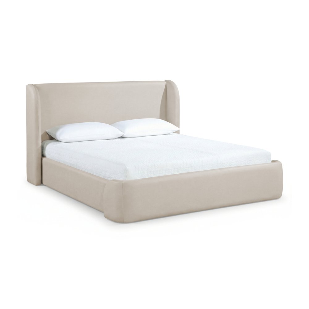 Warby Taupe Vegan Leather Upholstered Full Bed. Picture 1