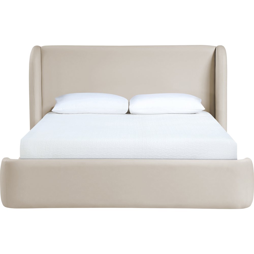 Warby Taupe Vegan Leather Upholstered Full Bed. Picture 3