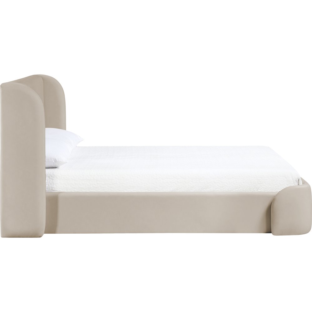 Warby Taupe Vegan Leather Upholstered Full Bed. Picture 4