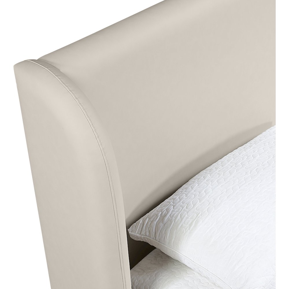 Warby Taupe Vegan Leather Upholstered Full Bed. Picture 7