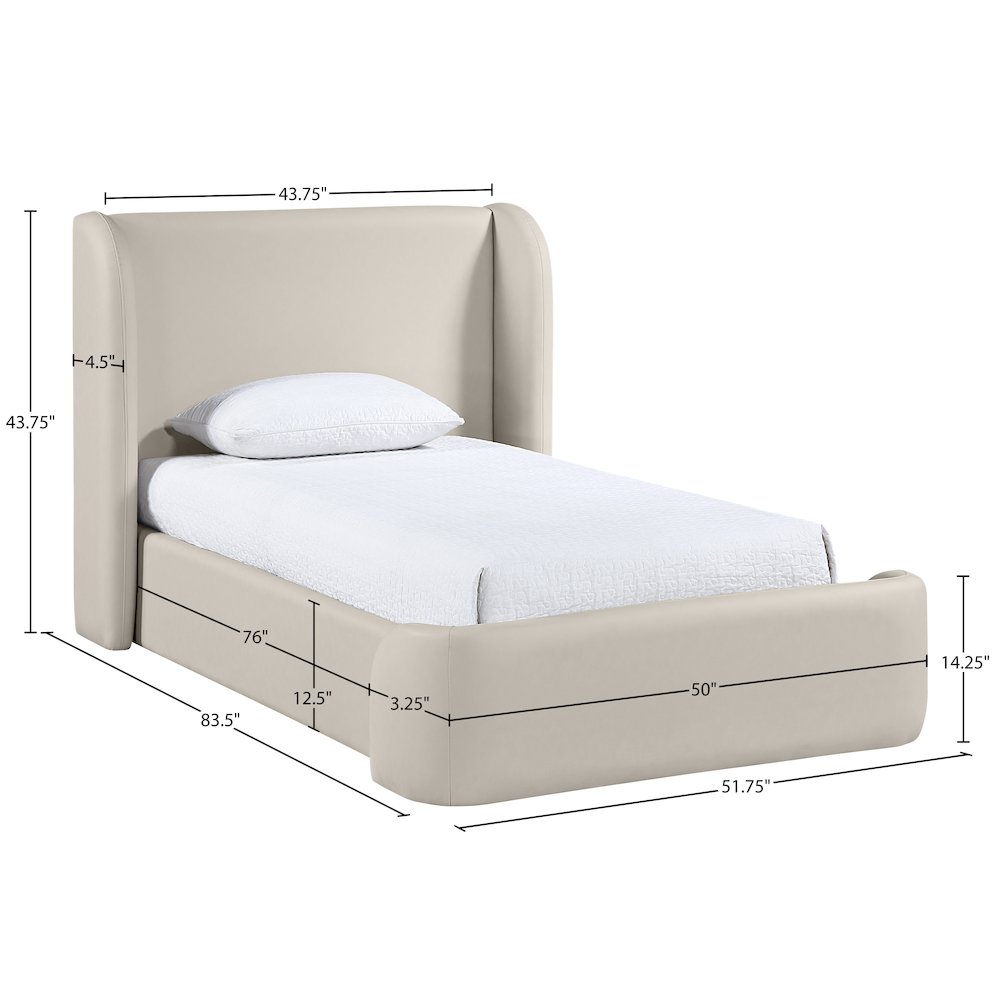 Warby Taupe Vegan Leather Upholstered Twin Bed. Picture 9