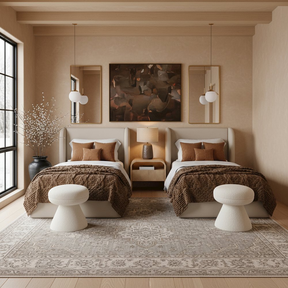 Warby Taupe Vegan Leather Upholstered Twin Bed. Picture 2