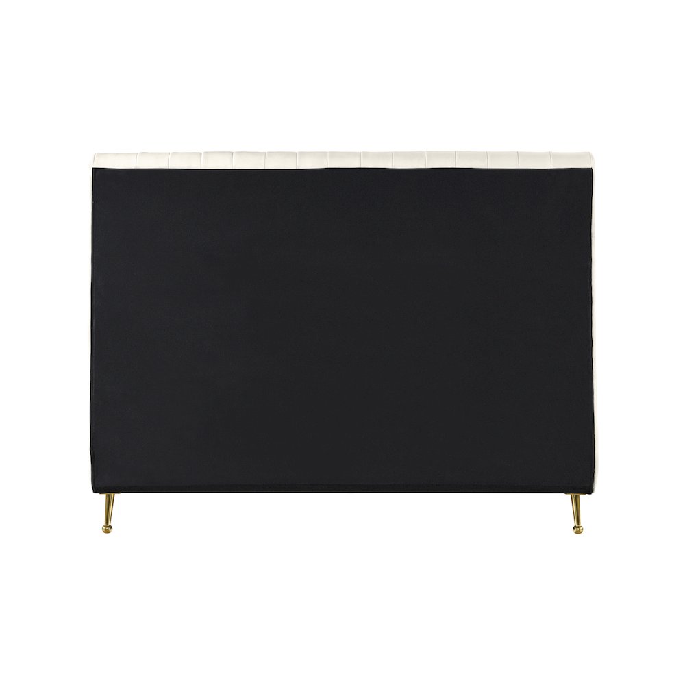 Zara Cream Velvet Queen Bed. Picture 4
