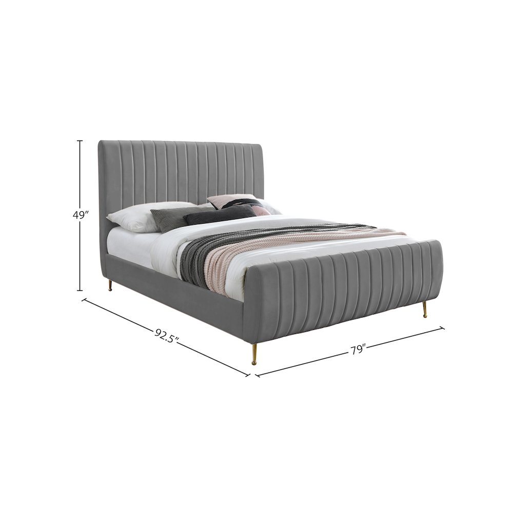 Zara Grey Velvet King Bed. Picture 8