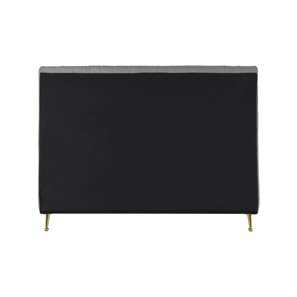 Zara Grey Velvet Queen Bed. Picture 4