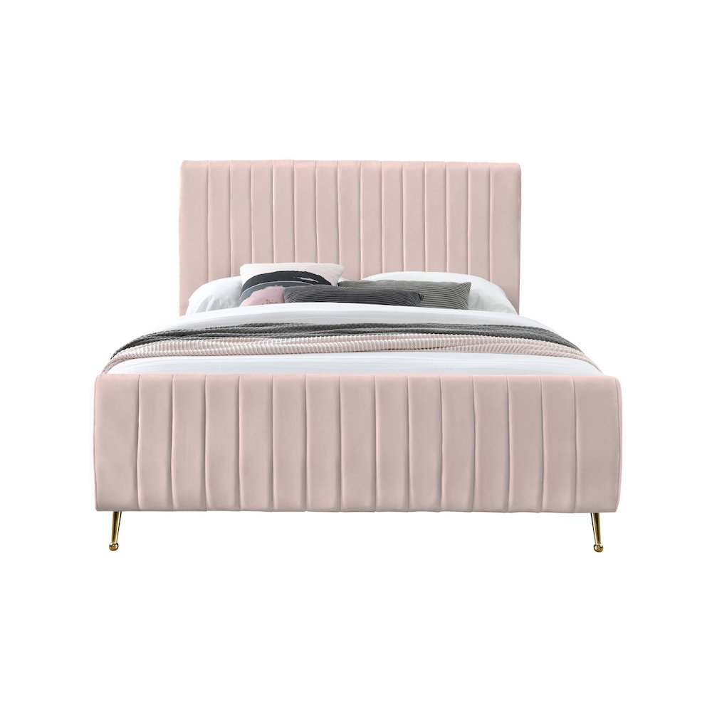 Zara Pink Velvet Full Bed. Picture 2