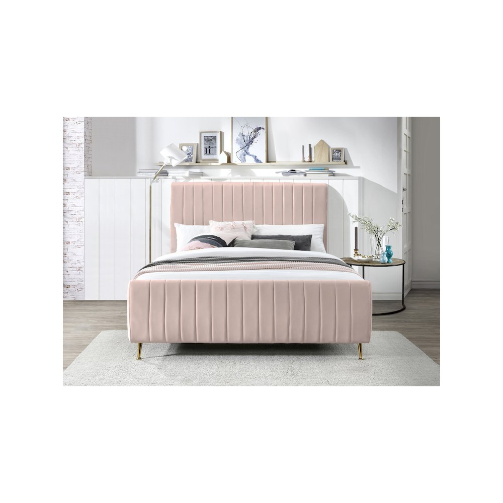 Zara Pink Velvet Full Bed. Picture 3