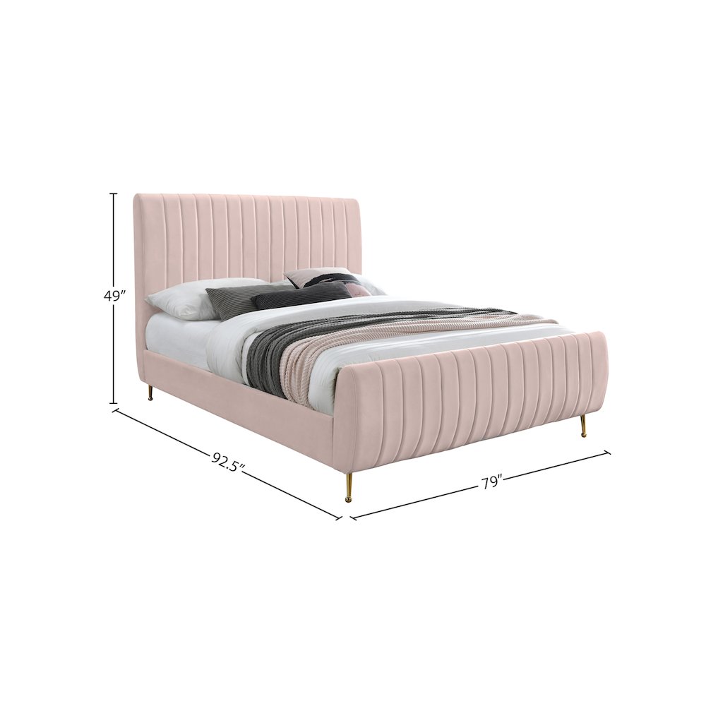 Zara Pink Velvet King Bed. Picture 8