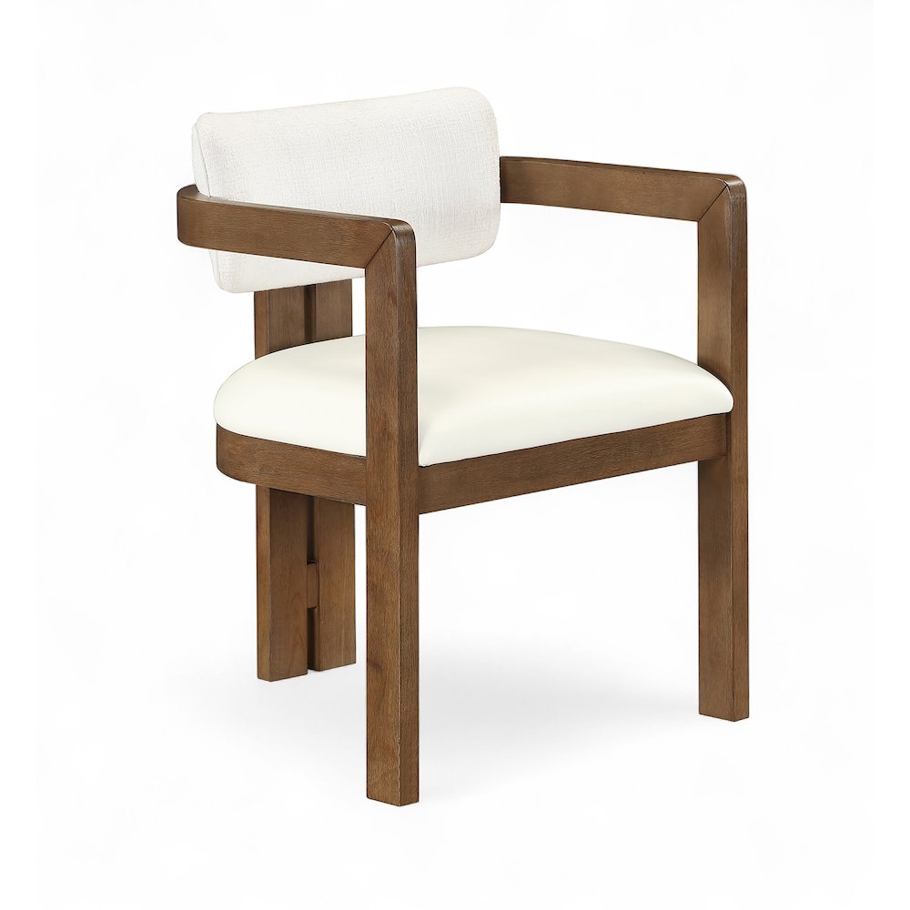 Ravina Cream Vegan Leather and Linen Fabric Upholstered Dining Chair, Set of 2. Picture 2