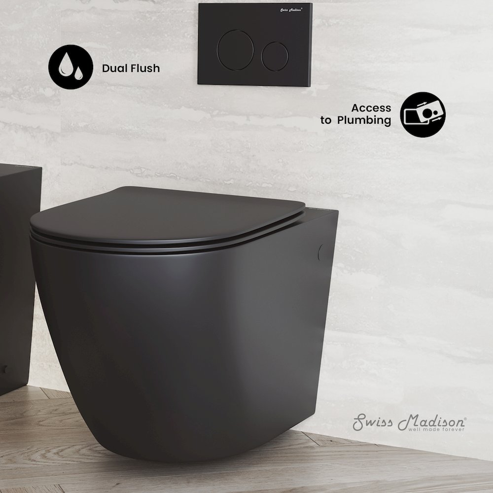 St. Tropez Wall-Hung Toilet Bowl Only in Matte Black. Picture 9