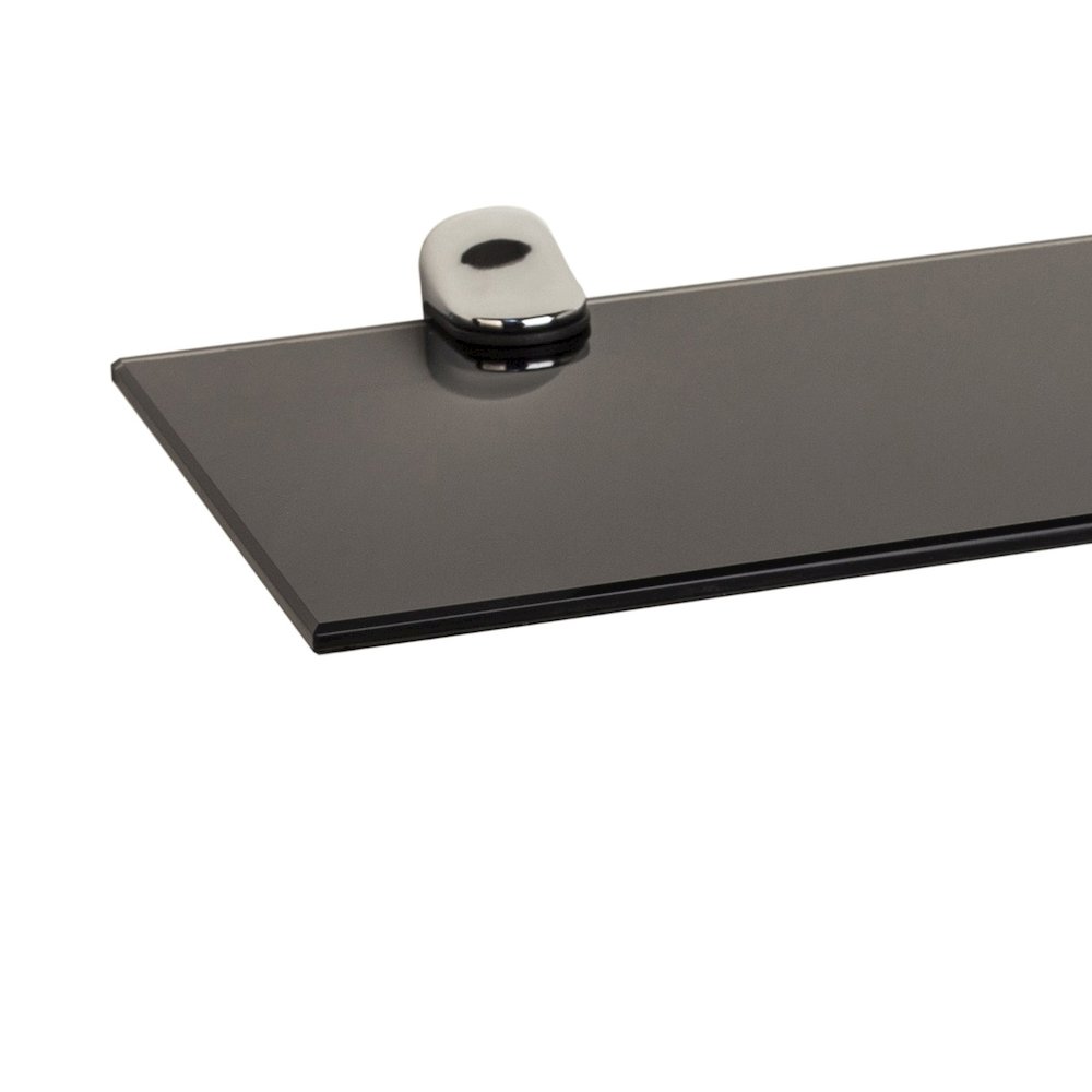 Black Smoke Glass Floating Shelf with Chrome Brackets 24 x 6". Picture 4