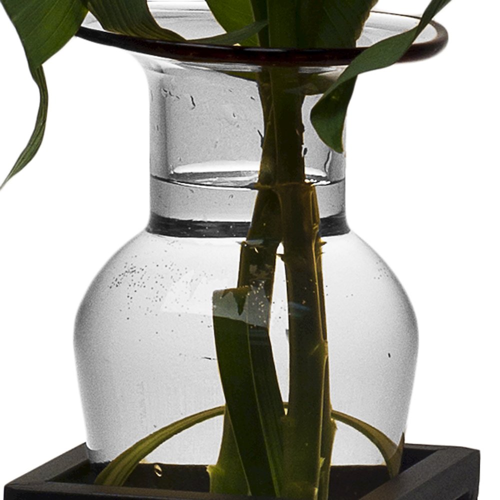 Clear Amphora Vase on Half Moon Metal Stand. Picture 6