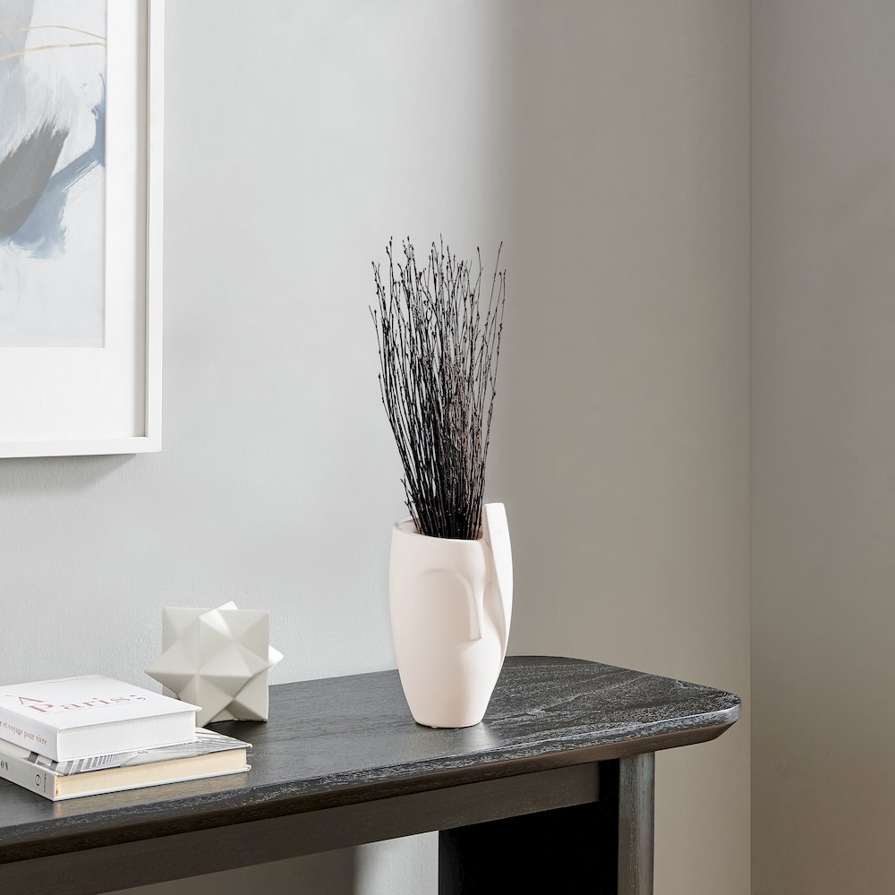 Hans Ansit Cream Abstract Face Matte Ceramic Sculpture Decorative Planter Vase. Picture 3