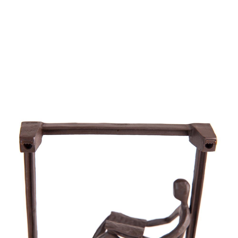 Man Reading on a Window Sill Hanging Wall Art Iron Sculpture. Picture 6