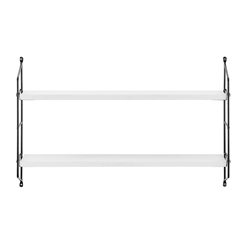 Severini Floating Bracket Farmhouse Two-Tier Wall Shelf - Black/White. Picture 1