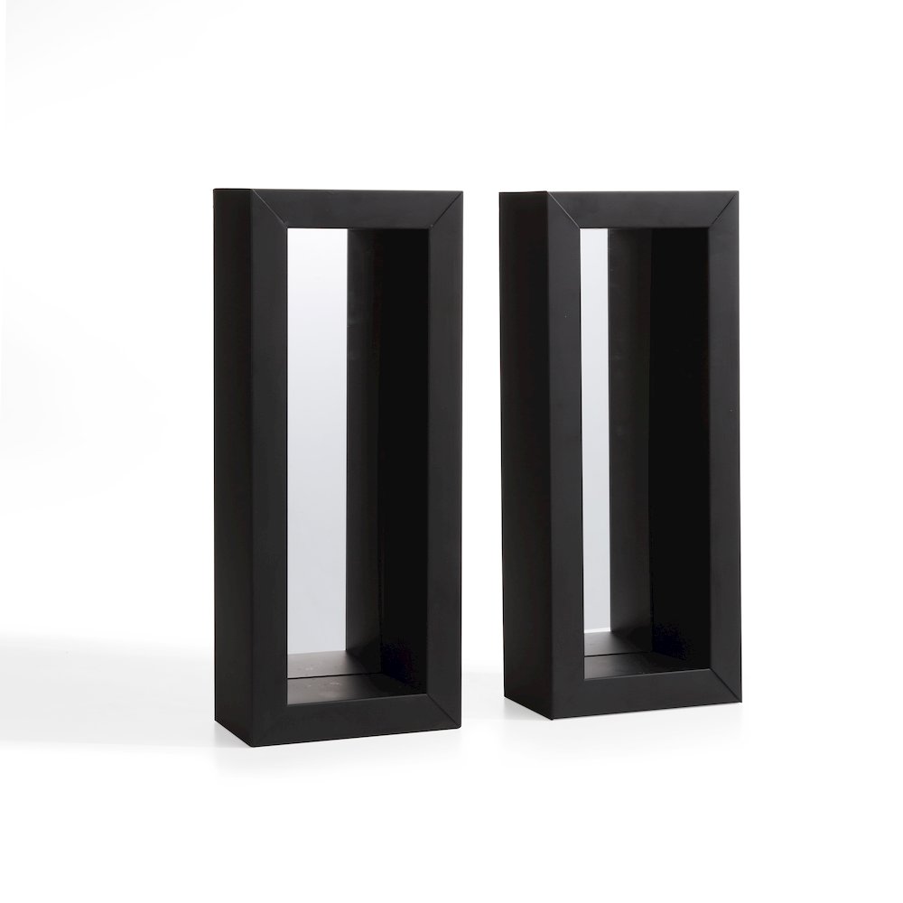 Set of 2 Vertical Mirror Pillar Candle Sconces with Metal Frame. Picture 3