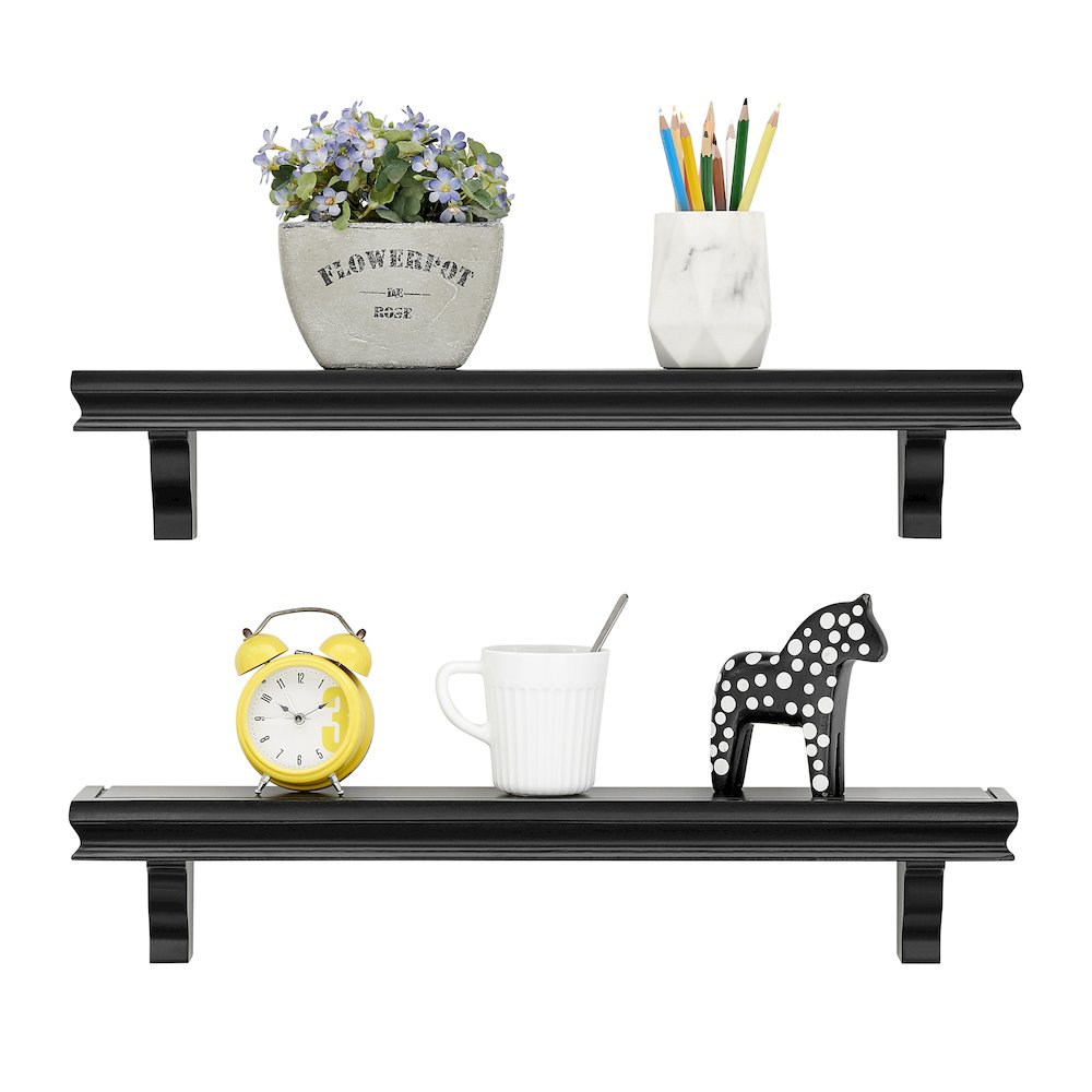 Decorative 24" Wall Decor Display Ledge Shelves – (Set of 2) - Black. Picture 6