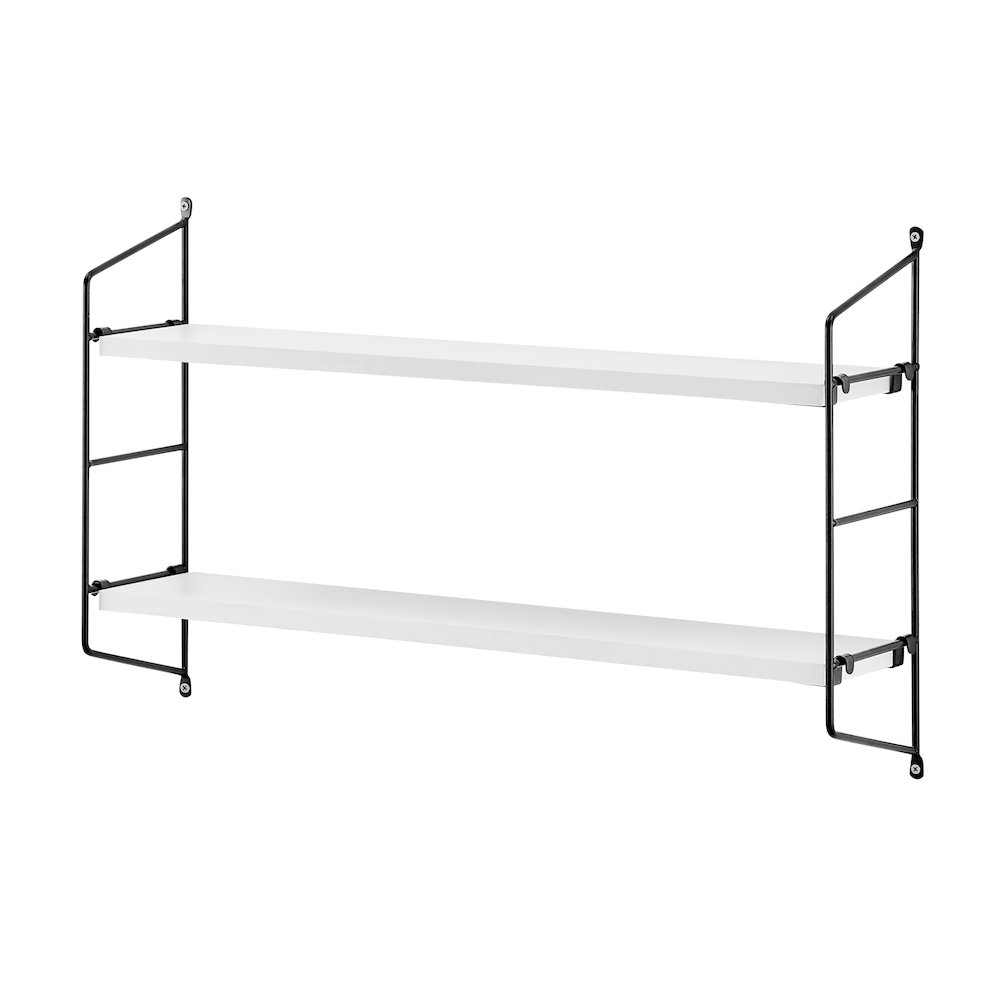 Severini Floating Bracket Farmhouse Two-Tier Wall Shelf - Black/White. Picture 8