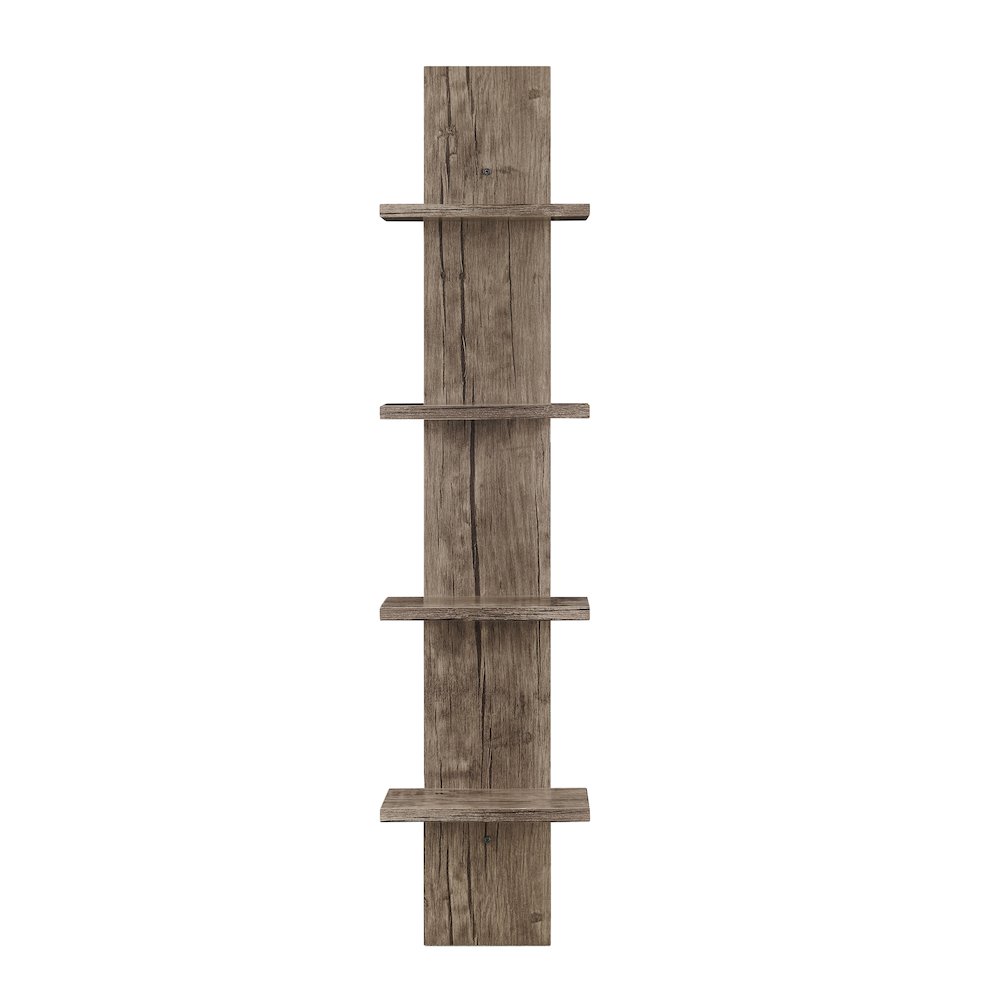 Arica Utility Column 4-Tier Spine Wall Shelves - Hickory. Picture 1