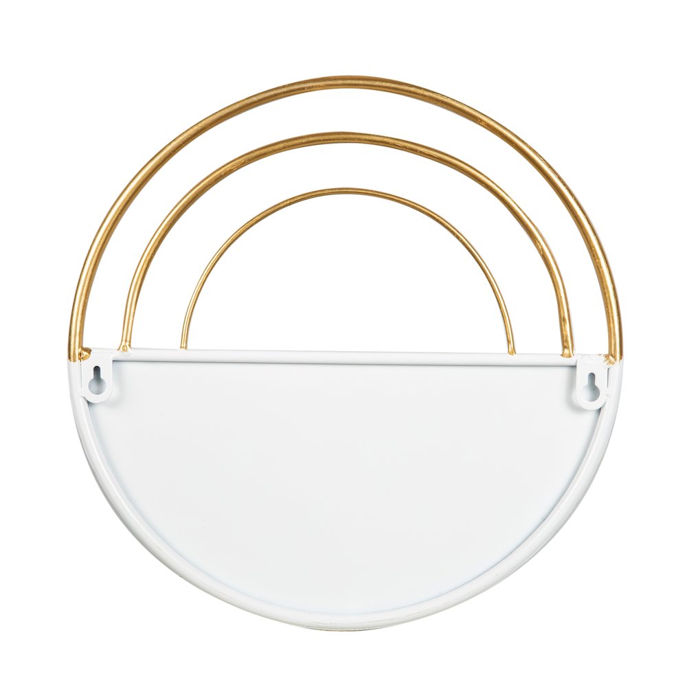 Crescent 3-Piece Metal Wall Planter Set - White with Gold Detail. Picture 11