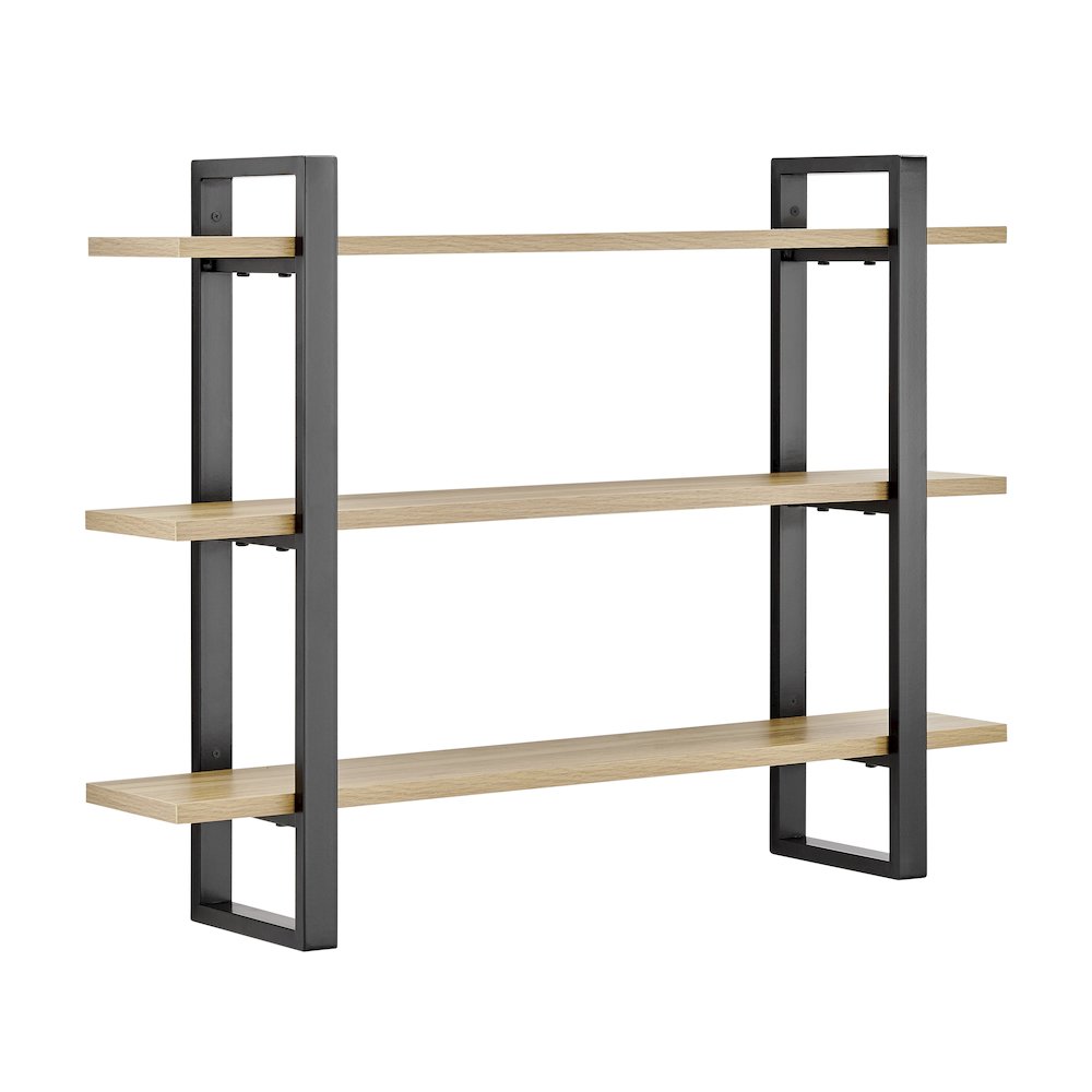 Rio Three Tier Floating Bracket Wall Shelf - Chestnut. Picture 8