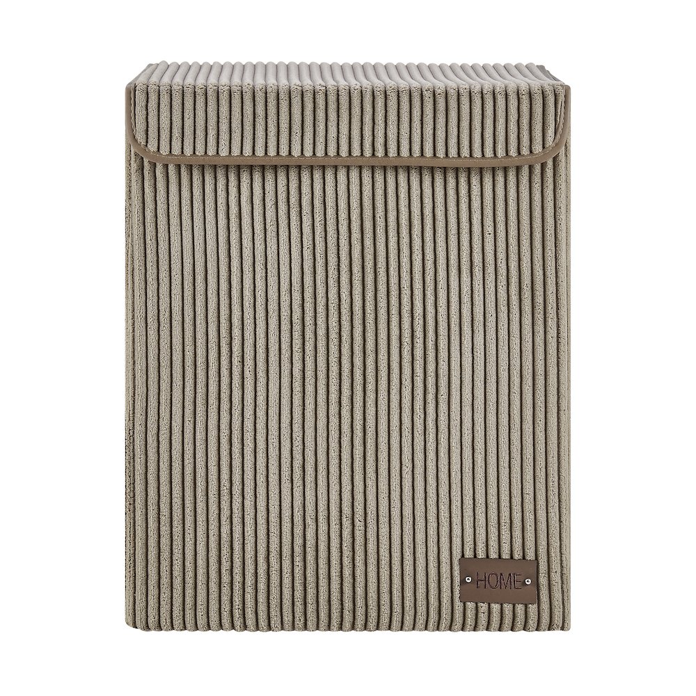 Collapsible Folding Corduroy Laundry Hamper Storage - Taupe Gray. Picture 1