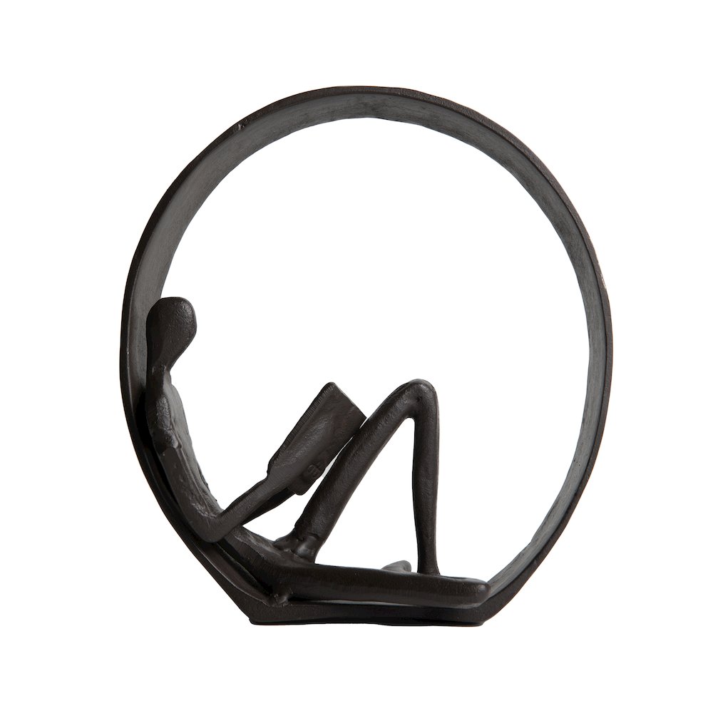 Encircled Male & Female Reader Cast Iron Sculpture Statue Set of 2. Picture 5