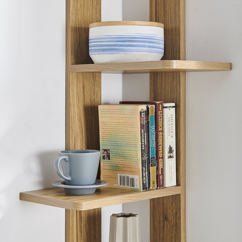 Alvar Corner 4-Tier Floating Ledge Column Wall Shelf - Chestnut. Picture 8
