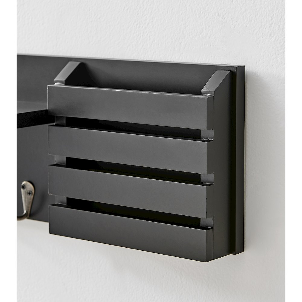 Utility Shelf with Pocket and Hanging Hooks - Black. Picture 6