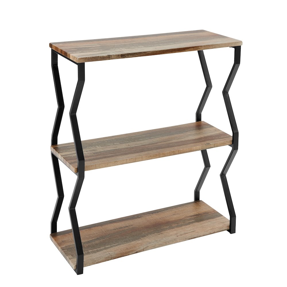 Rustic Industrial 3-Tier Zigzag Floating Wall Shelf. Picture 1