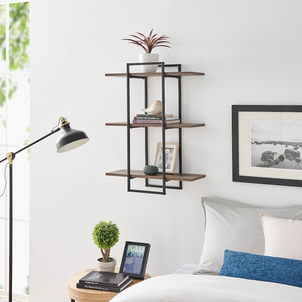 Antigua Crossed Double Rectangle Shelf Unit. Picture 4