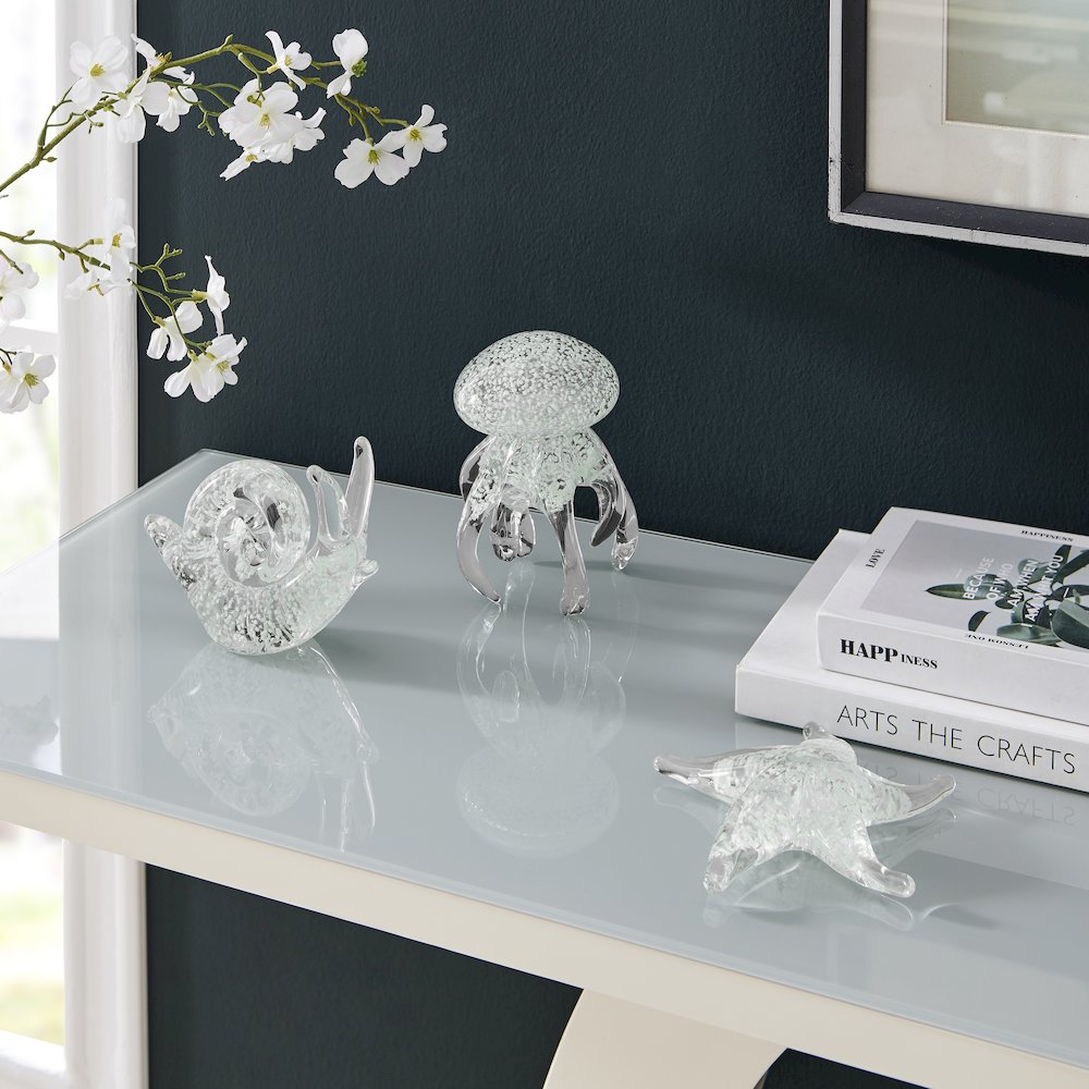 Lorelei Glow-in-the-Dark Decorative Glass Sculpture Nautical Figure - Jellyfish. Picture 9