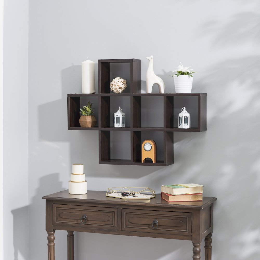Cubby Laminated Walnut Veneer Shelving Unit. Picture 3