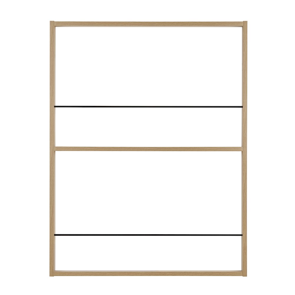 Steiner Beech Square 2-Tier Kids Book or Toy Figure Wall Bookshelf - Black Rods. Picture 1