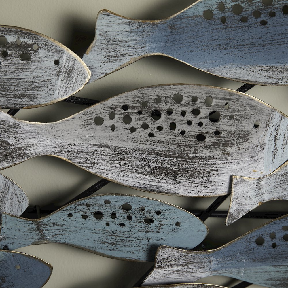 School of Fish Nautical Coastal Modern Metal Wall Art. Picture 5