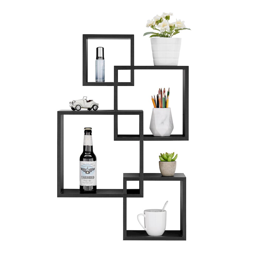 Blocchetto Intersecting Cubes Wall Shelf - Horizontal/Vertical - Black. Picture 11