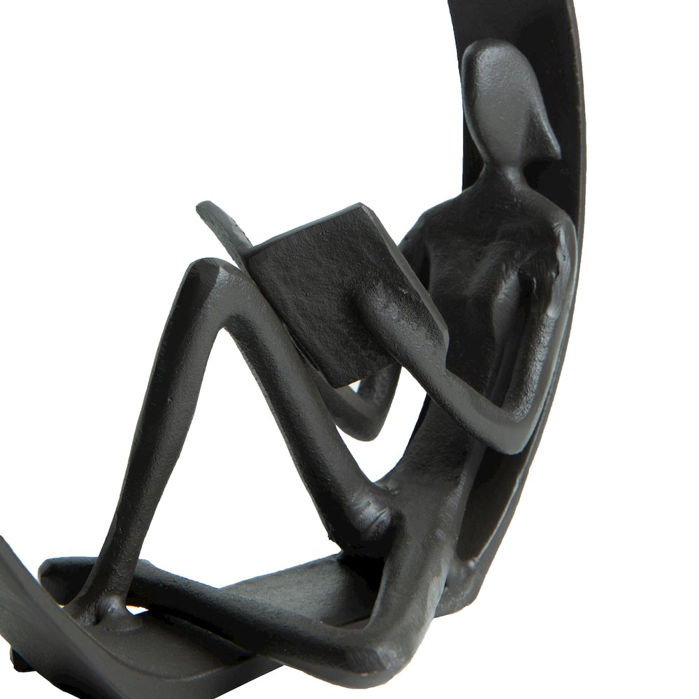 Encircled Male & Female Reader Cast Iron Sculpture Statue Set of 2. Picture 6