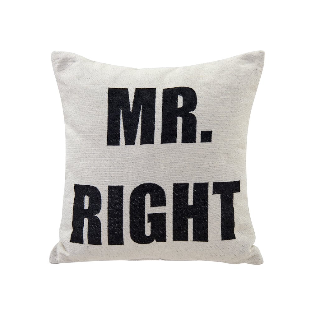 Mr. Right White Jacquard Printed Decorative Toss Throw Accent Pillow. Picture 1