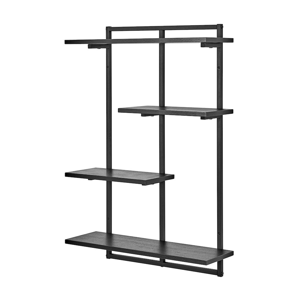 Rhodes 4 Tier Windowsill Wall Shelf with Black Metal Frame Black MDF Shelves. Picture 9