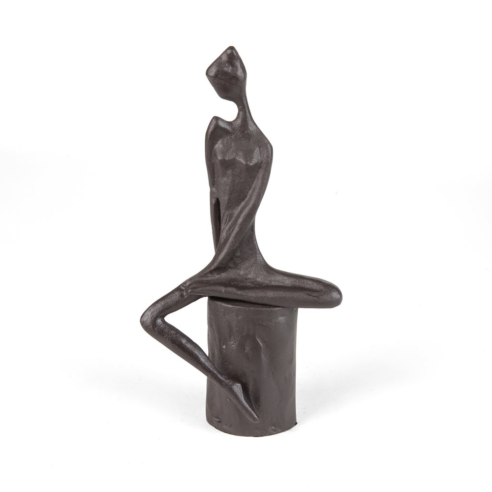 Woman in Reflection Cast Iron Sculpture. Picture 1