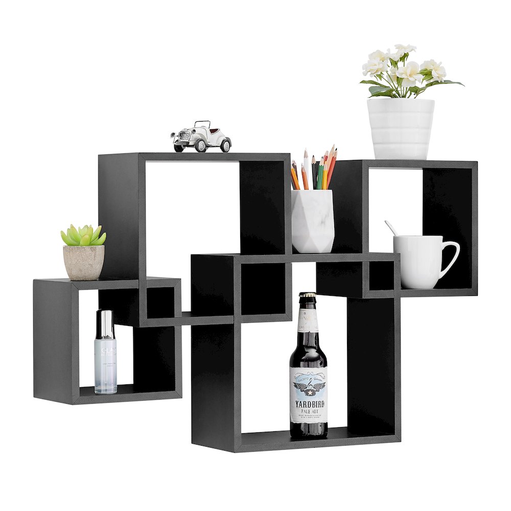 Blocchetto Intersecting Cubes Wall Shelf - Horizontal/Vertical - Black. Picture 12