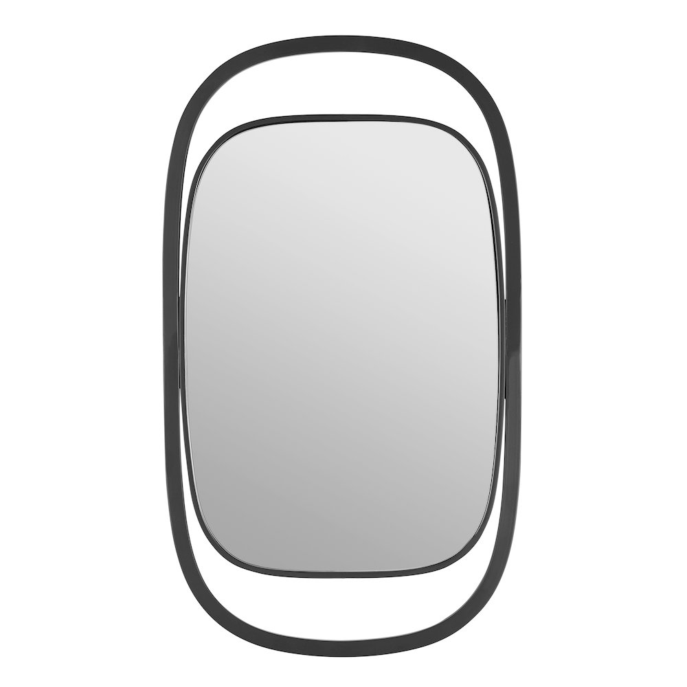 Sonya 29.6-inch Contemporary Rectangular Wall Mirror with Black Iron Frame. Picture 1