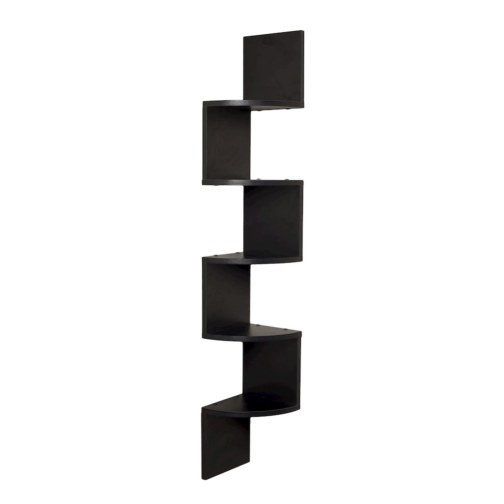 Black Laminate Large Corner Wall Mount Shelf. Picture 1