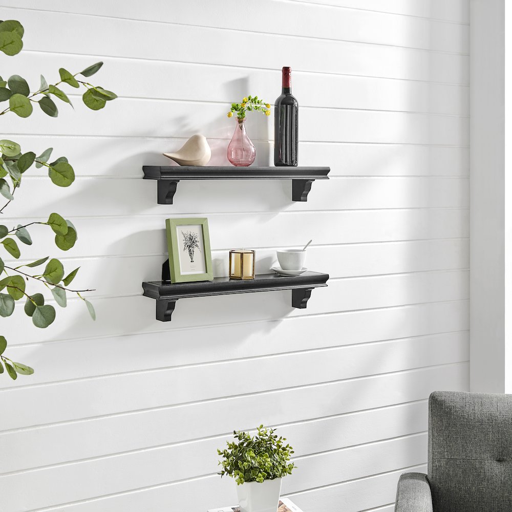 Decorative 24" Wall Decor Display Ledge Shelves – (Set of 2) - Black. Picture 3