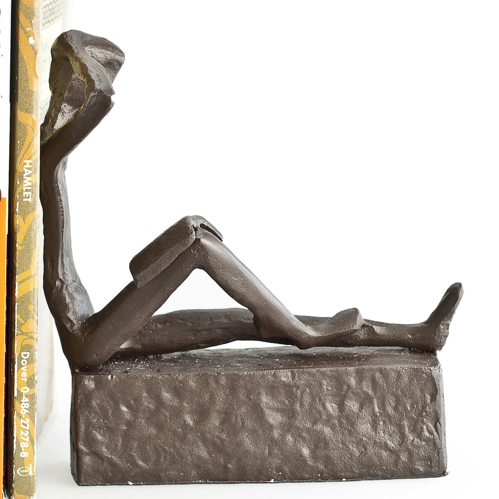 Man & Woman Reading Metal Bookend Set. Picture 2