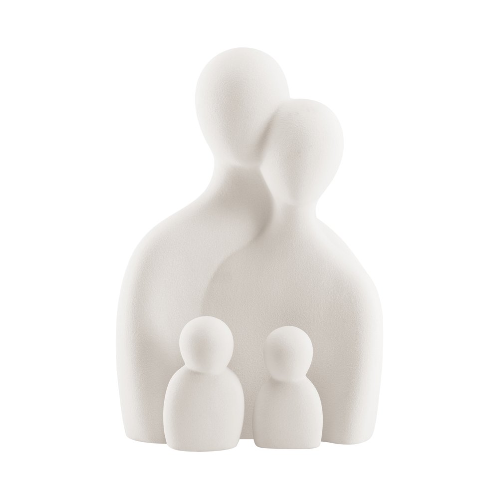 Hans Cream Abstract Nesting 3 Piece Family of 4 Matte Ceramic Sculpture Figures. Picture 1