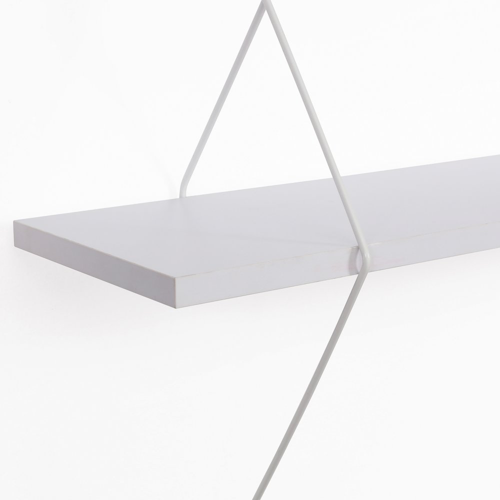 Contemporary Two Level White Shelving System with White Wire Brackets. Picture 4
